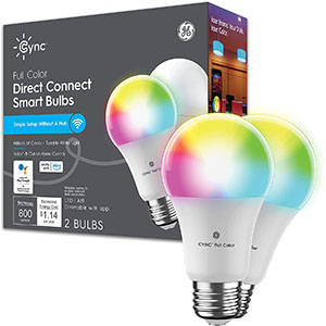 Image of GE adjustable RGB smart light bulbs