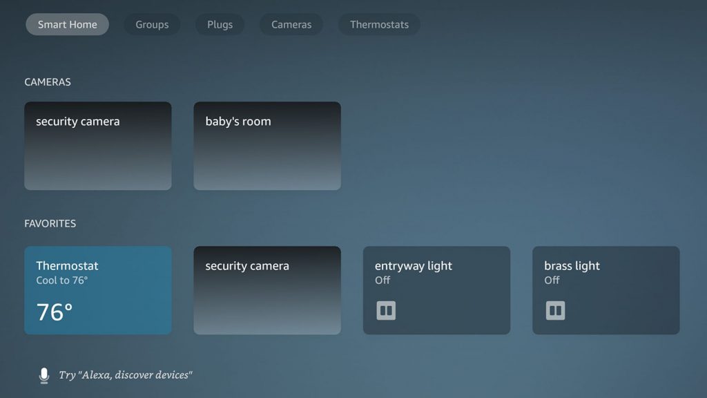 Image of the Amazon Fire TV smart home dashboard