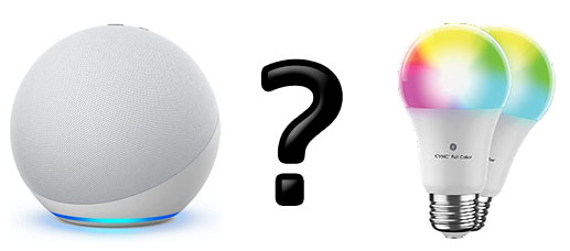 Am image of an echo dot and a question about whether it can control smart light bulbs