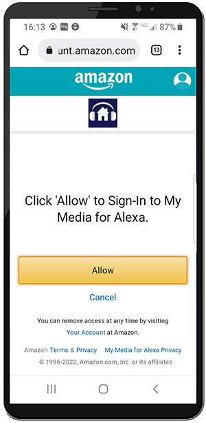 Allow My Media access to Alexa