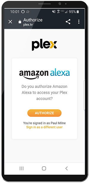 Authorize the linking of Plex and Alexa