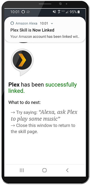 Plex is successfully linked
